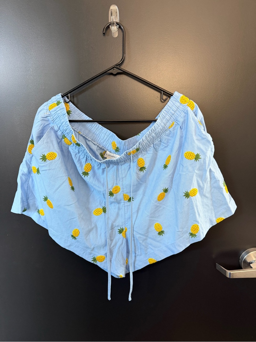 Women’s Light Blue Pineapple Print Shorts